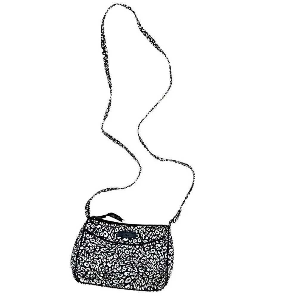 Vera Bradley‎ Camocat Crossbody Purse Quilted Black White Adjustable Cottagecore